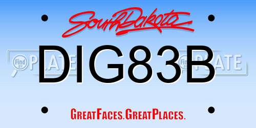 DIG83B South Dakota License Plate