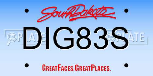 DIG83S South Dakota License Plate