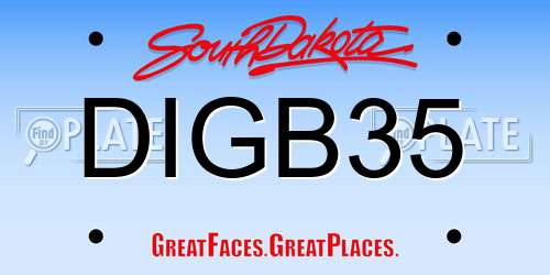 DIGB35 South Dakota License Plate