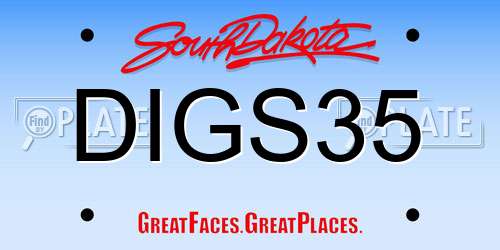 DIGS35 South Dakota License Plate