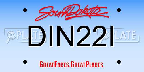 DIN22I South Dakota License Plate