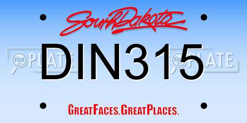 DIN315 South Dakota License Plate