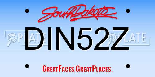 DIN52Z South Dakota License Plate
