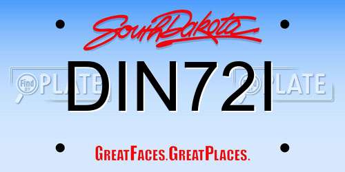DIN72I South Dakota License Plate