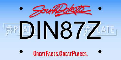 DIN87Z South Dakota License Plate