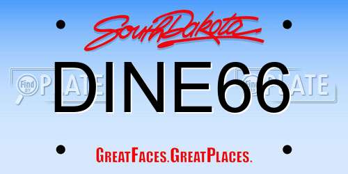 DINE66 South Dakota License Plate