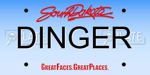 DINGER South Dakota License Plate