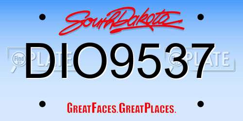DIO9537 South Dakota License Plate