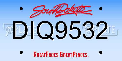 DIQ9532 South Dakota License Plate