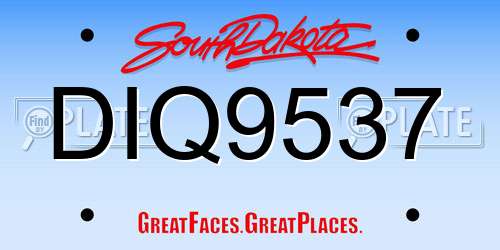 DIQ9537 South Dakota License Plate