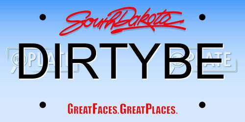 DIRTYBE South Dakota License Plate