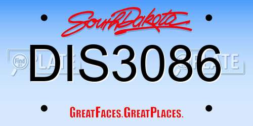 DIS3086 South Dakota License Plate