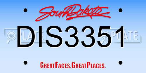 DIS3351 South Dakota License Plate