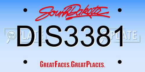 DIS3381 South Dakota License Plate