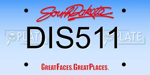 DIS511 South Dakota License Plate