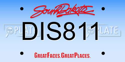 DIS811 South Dakota License Plate