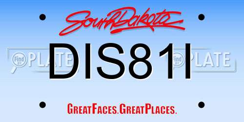 DIS81I South Dakota License Plate