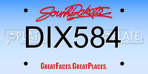 DIX584 South Dakota License Plate
