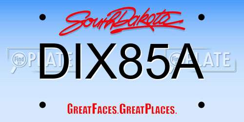 DIX85A South Dakota License Plate