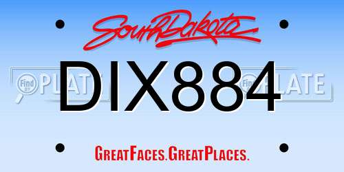 DIX884 South Dakota License Plate
