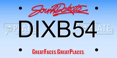 DIXB54 South Dakota License Plate