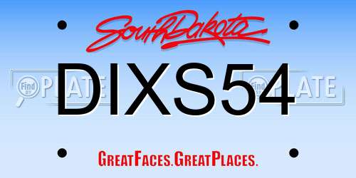 DIXS54 South Dakota License Plate