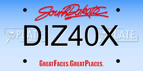 DIZ40X South Dakota License Plate