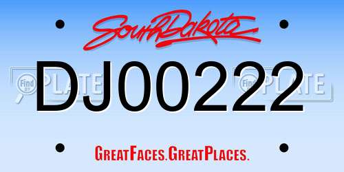 DJ00222 South Dakota License Plate