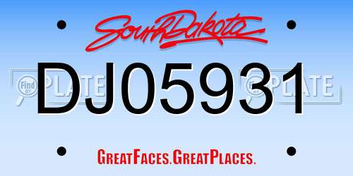 DJ05931 South Dakota License Plate