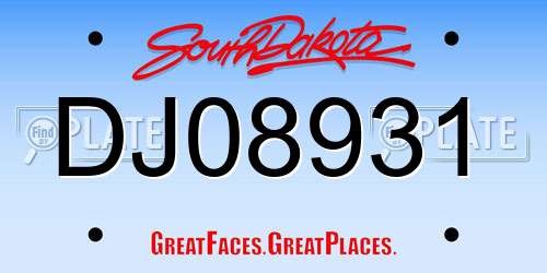 DJ08931 South Dakota License Plate
