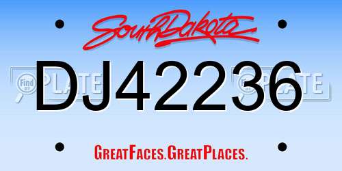 DJ42236 South Dakota License Plate