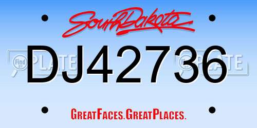 DJ42736 South Dakota License Plate