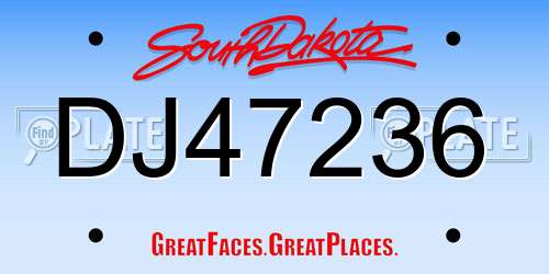 DJ47236 South Dakota License Plate