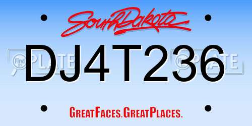 DJ4T236 South Dakota License Plate