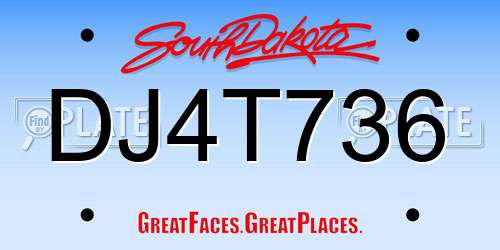 DJ4T736 South Dakota License Plate