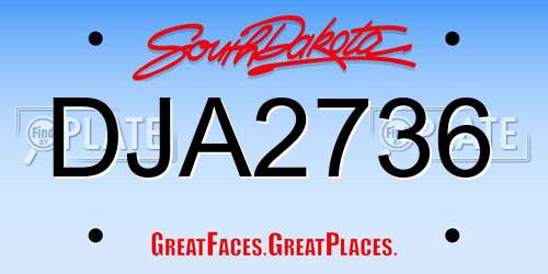 DJA2736 South Dakota License Plate