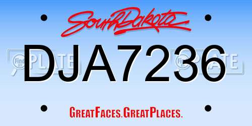 DJA7236 South Dakota License Plate