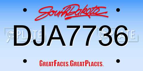 DJA7736 South Dakota License Plate