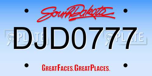 DJD0777 South Dakota License Plate
