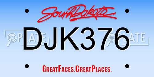 DJK376 South Dakota License Plate