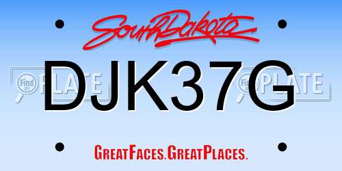 DJK37G South Dakota License Plate