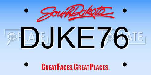 DJKE76 South Dakota License Plate