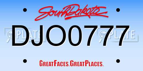 DJO0777 South Dakota License Plate