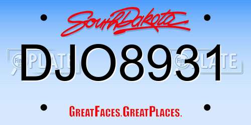 DJO8931 South Dakota License Plate