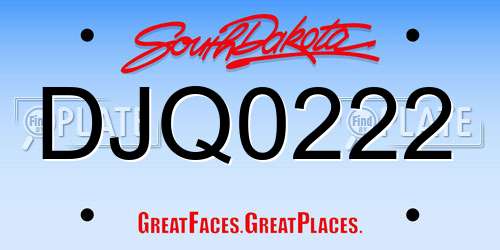 DJQ0222 South Dakota License Plate