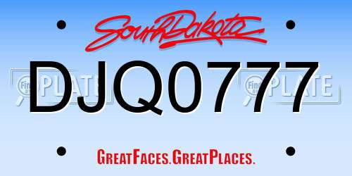 DJQ0777 South Dakota License Plate
