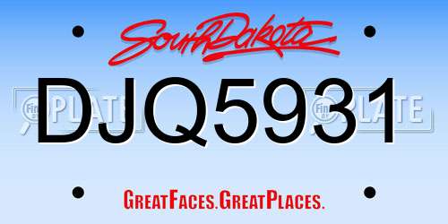DJQ5931 South Dakota License Plate