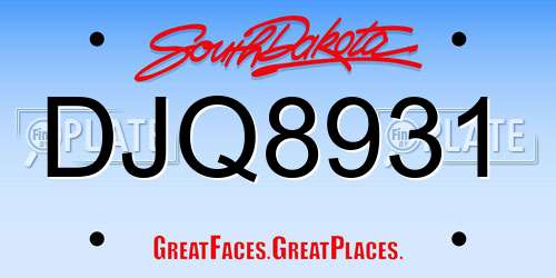 DJQ8931 South Dakota License Plate