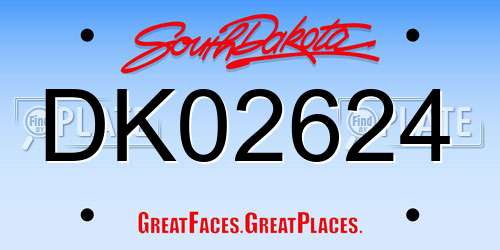 DK02624 South Dakota License Plate