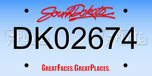 DK02674 South Dakota License Plate